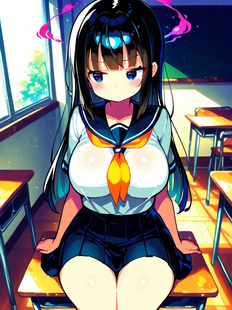   1girl, solo, nsfw, nude, ?????, large breasts, ??????. empty eyes,  kotegawa yui,, long hair, black hair, brown eyes,,, 16 years old、 crying 、whole body, amusement park、