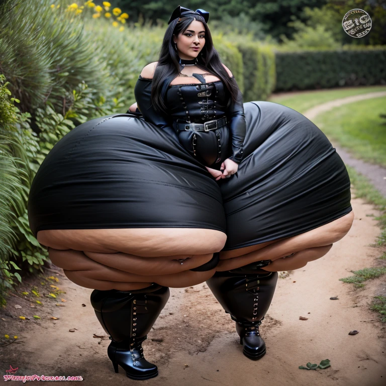 photoreal, highest quality、4K quality, 40 years old (gigantic tits:1.2)、(puffy nipples) black hair Woman (elegant dress:1.2) white panties, standing in park (lifting skirt), in a park