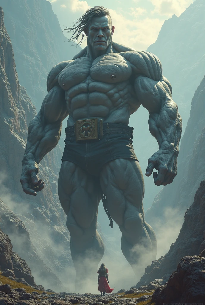 4k resolution image of doomsday as a huge, savage and mindless monster three meter tall, grey flesh, bone spikes growing thorough his dark grey skin