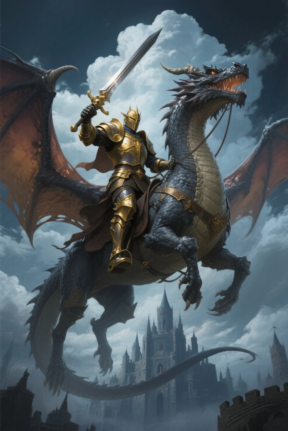 Knight facing a wyvern