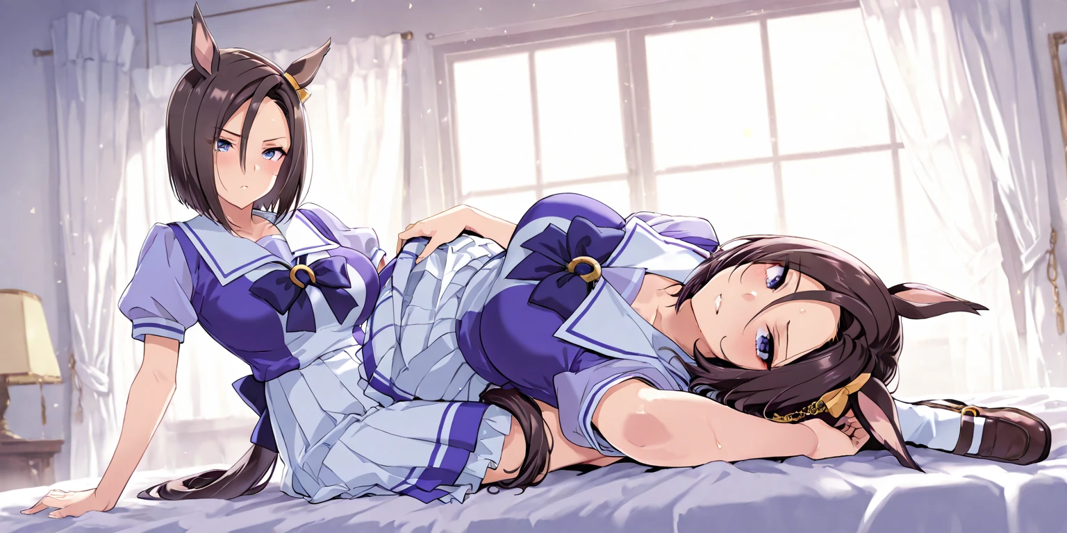 kaga_\(kancolle\), Huge_Breasts, Huge ass,enormous thigh,Side_pony tails, Japanese_clothes, brown_Eyes, brown_Hair, (Masterpiece, Best quality, Asberderes, Detailed eyes:1.0), 1girll,(Carmelto,:1.5),
,panties aside ,Delicate lace white panties,angle of view