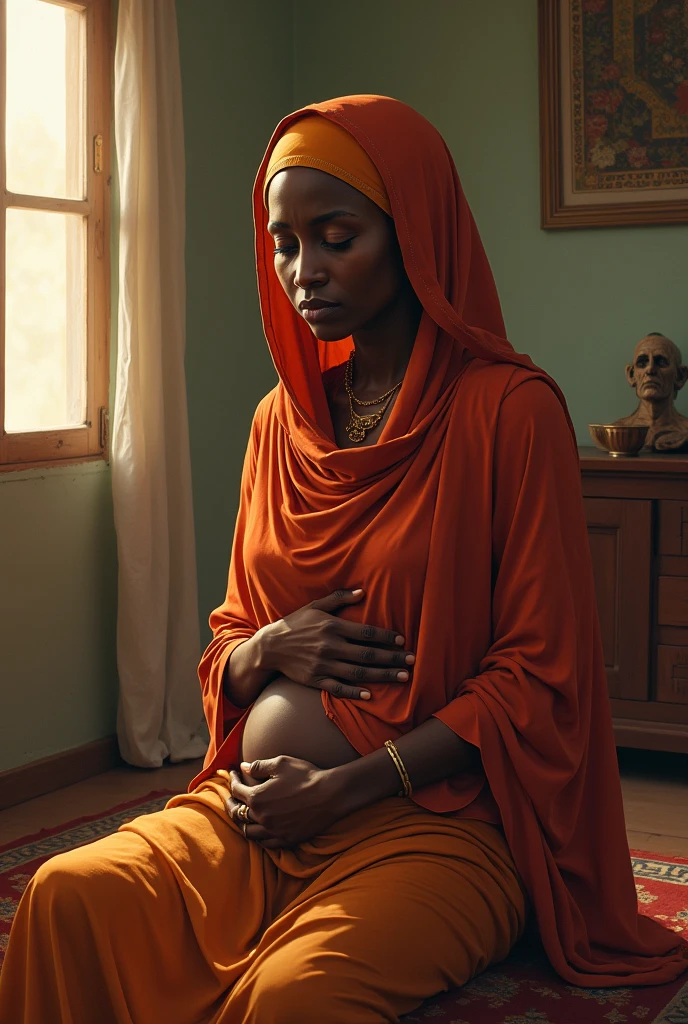 India Muslim pregnant mom naked at home sitting sad