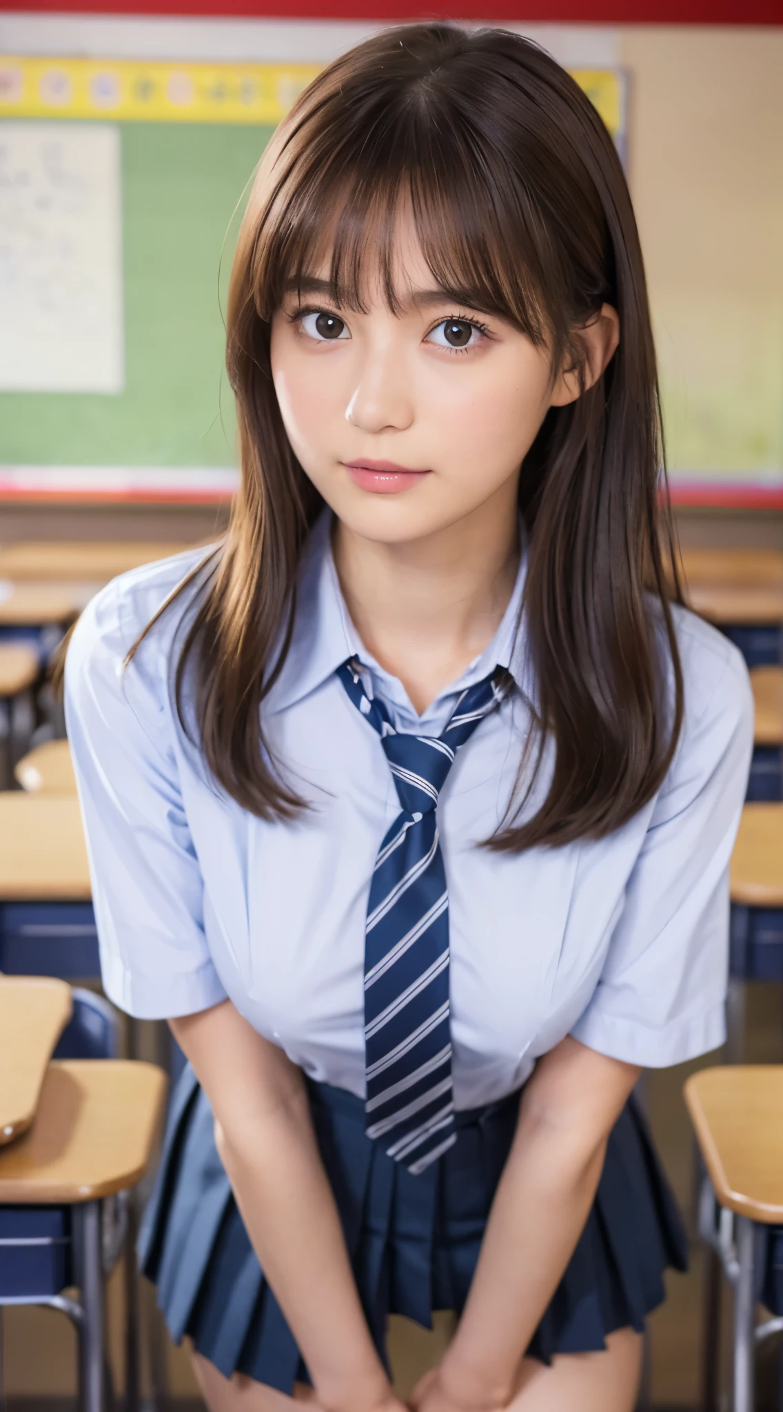 Tabletop, highest quality, Japanese Girls,One Girl, 8k, RAW Photos, highest quality, Tabletop, Debtdebt:1.2, Highly detailed RAW color photos, Professional photos, (Realistic, Realistic:1.37), (Highly detailed skins:1.2), Ultra-high resolution, (Lenz 50mm), (debt/1.2),Exquisitely drawn eyes,Gazing at the audience,
One Girlと別れる (Many elderly people:1.4), Beautiful Face, cute,(smile:1.05),(20-year-old, Wide Hips,Straight hair, (short hair), iris, white and fine-grained skin,Small Mouth, high cheekbones (meaning), Sexy pose,(Leaning forward:1.3),(The to the debtW:1.1),White panties、Korean Idol、Nogizaka Idol、Carving an idol pose、Adult、、(Tabletop, highest quality:1.3), (Ultra-fine 8K CG:1.2), (Ultra-realistic:1.35), (Realistic:1.45), (Realistic:1.4), Cowboy Shot,
Beautiful Japanese Women, 22 years old, Supermodel, Japanese Idols, , (Sitting at a desk:1.1), (school uniform:1.4), (Skirt flip:1.6),
(School classroom background:1.1),