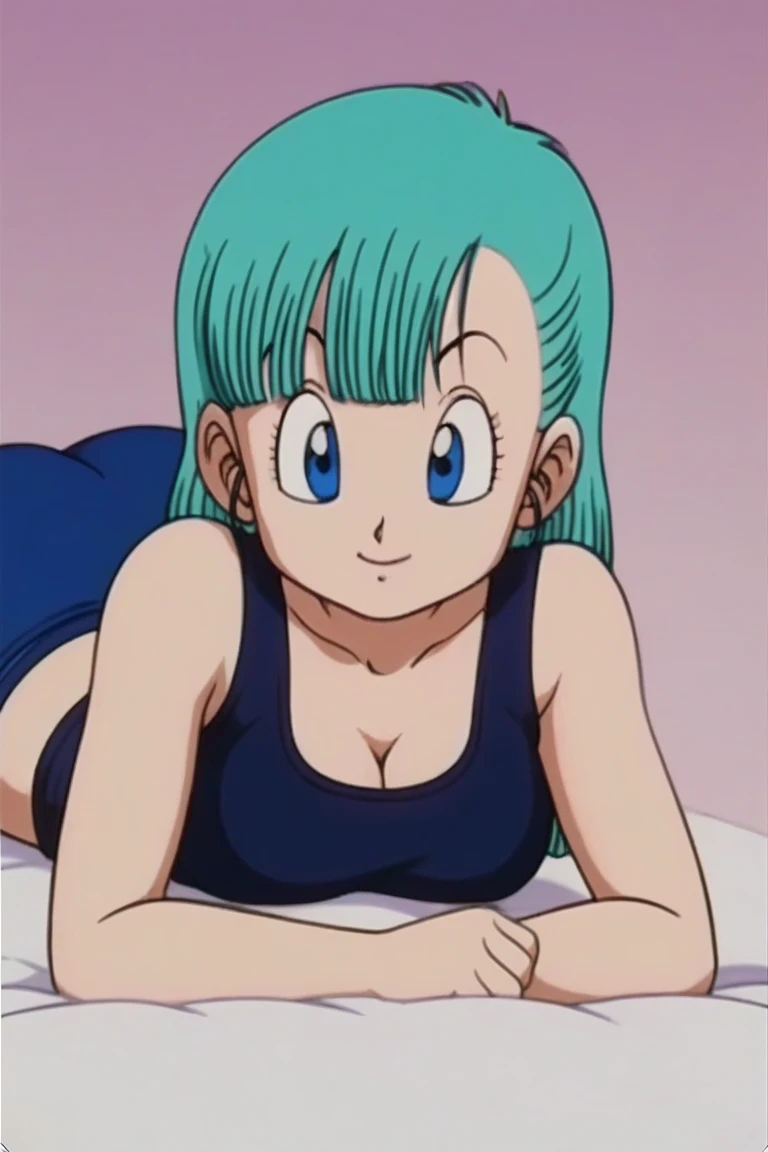 source_anime, score_9, score_8_up, score_7_up, anime screencap,
bulma \(dragonball\), 1girl, solo, On the beach, with a sexy bikini