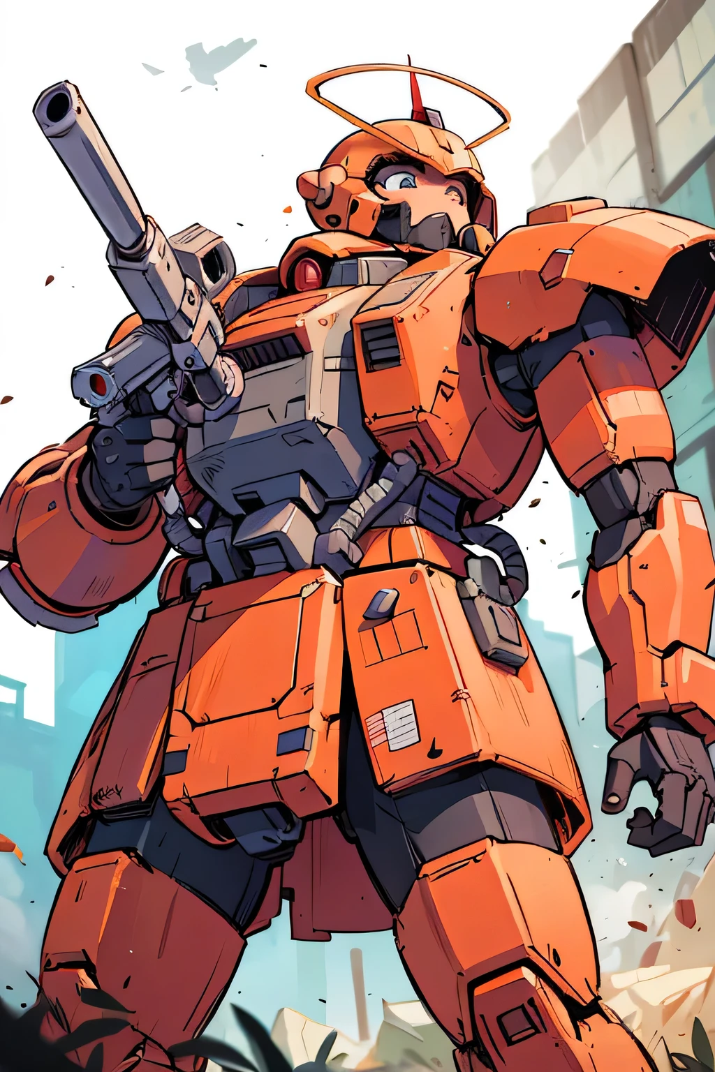 Please draw what you like.8k,MS-05, zaku 1, monoeye, gun,masterpiece ,amazing, dynamic production, extremely detailed, extremely beautiful and fain design extremely beautiful and fain colors, high resolution, cinematic style ,illustration, gundam,sci-fi, HD, Gquuuuux, premium performance, premium detailed, 8k, best quality, 傑作,holding beam gun, 旧ザク, amazing, simple background,