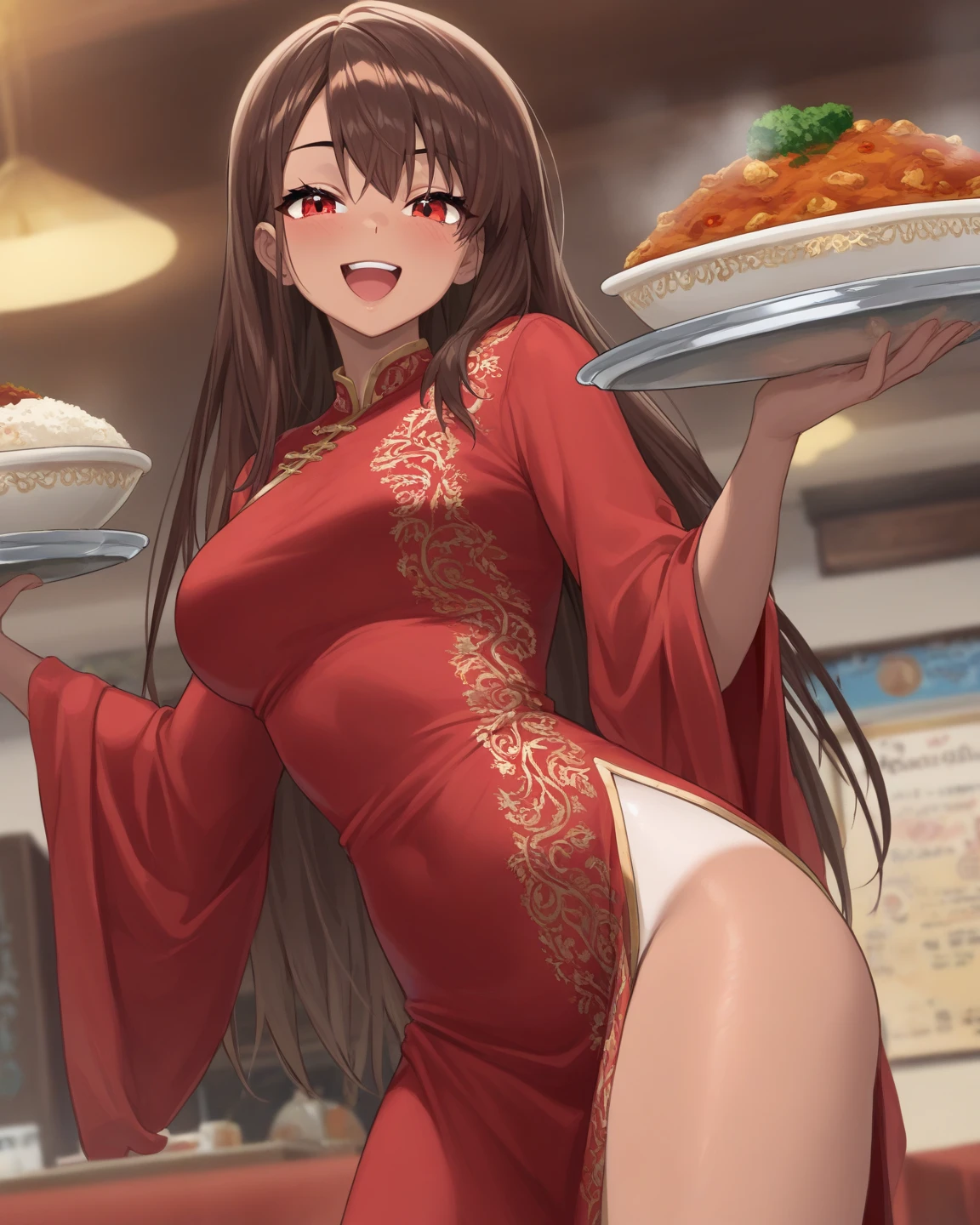 One Woman、Many people々、男はpantiesをのぞいている、beauty、Chinese style uniform、Chinese Restaurant、Large number of guests、Lewd store clerk、Restaurant clerk、Age 25、Looking down at the viewer, ponytail, Highest quality, Focus on the thighs, smile,panties、Plump thighs、big Ass、big 、 Black Hair,My thighs are steaming between my legs 、Sweaty Pantyhose、パンストの下のpanties、Angle from directly below、Waiting for food、apron、Triangle Scarf、Carrying tableware、Entice guests、share、The customer is staring at her ass、My butt is being grabbed、Acme convulsions、Obscene sound effects、Naughty sound effects