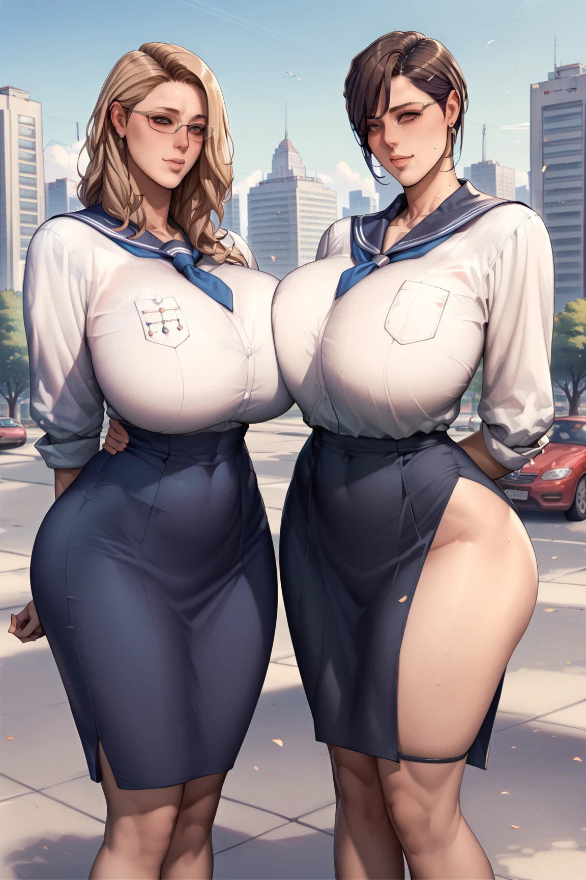 (masterpiece), (Highest quality), (((High resolution))), (Rebis style), (perfect Full Body).
title:((Sexy School girl)). Girl details:(Character - Asuka Tenjouin)、Blonde_Wrong hair, (Highly detailed face),Erotic,((Sexy bimbo body)),Perfect Breasts,(huge breasts:1.5),sexy,(Perfect body line),Narrow waist, (Dark Skin:1.3). costume details:(Micro Skirts). (Random backyard).