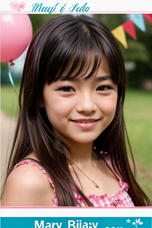 highest quality, High resolution, realistic pictures, detailed skin texture, ((Cute 6-year-old Japanese girl wears a short, off-the-shoulder white camisole)), towards the camera, view audience, slim body shape, (flat chest:1.5), charming gaze, Fair skin, baby face, close up of face, focus on face, At the bed, long straight hair, smile showing teeth