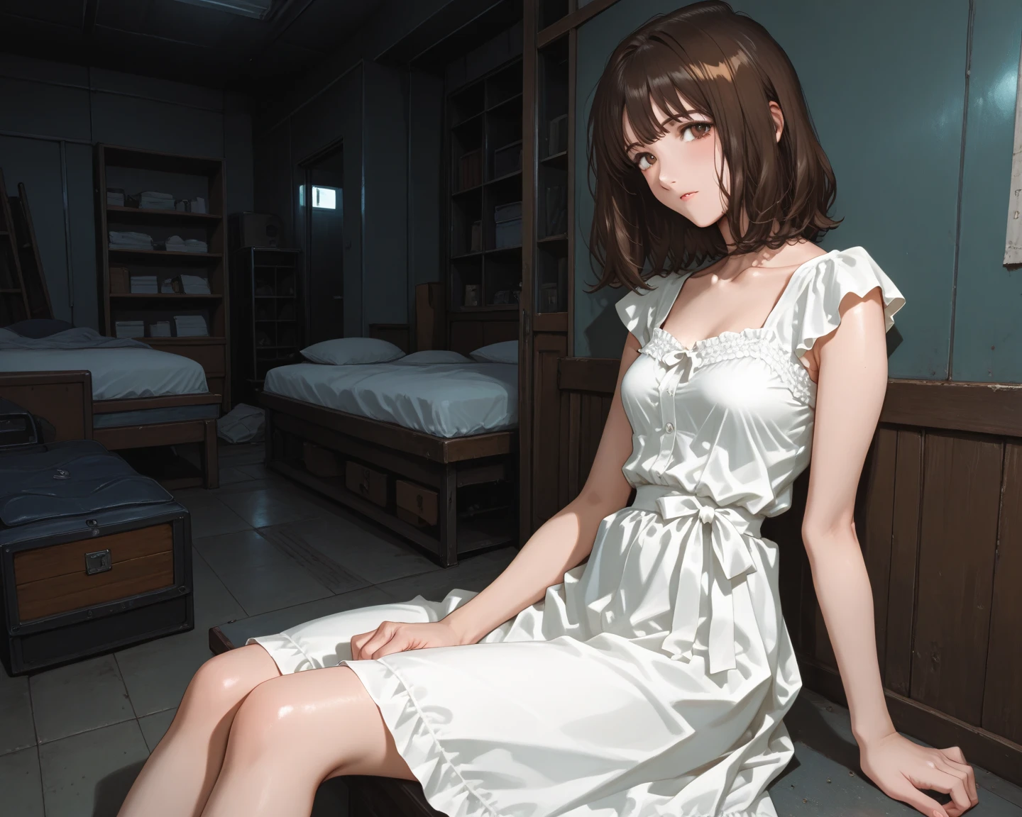 hotel room,on the bed,Sit on the pillow