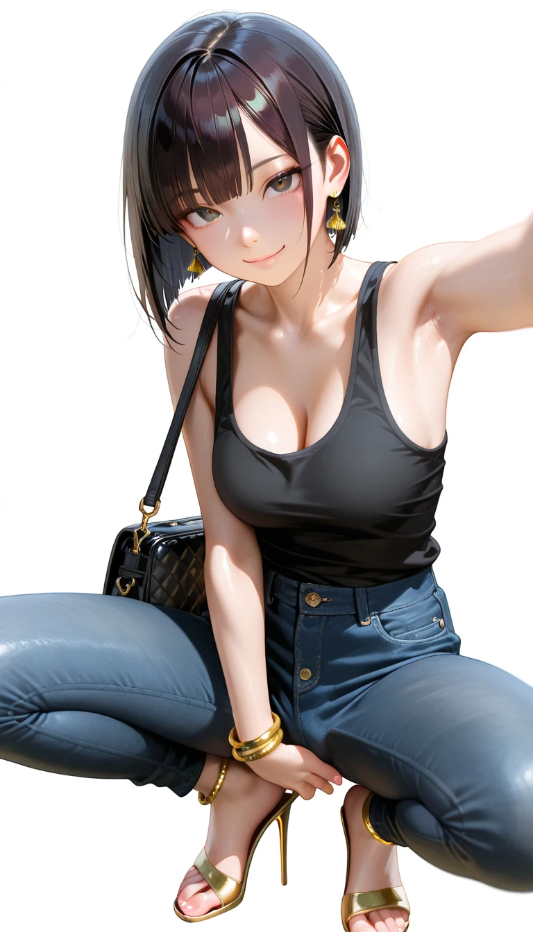 Adult、sexy、lady、orgasm、麗しい顔だちなジャパニーズスーパーlady、Inducing puberty just before puberty, outdoor summer, nipple erection induction, tight 7/8 length jeans showing the lower abdomen, black hair, 37 year old Japanese model, erect penis inducement pose, standing alone, 37 year old woman, bra、High-end penis seduction high-end repair figure solo pose、Very short hair boyish style、Nude Tension Nude Cool Beauty 37 Years Old Loose Adult Bra