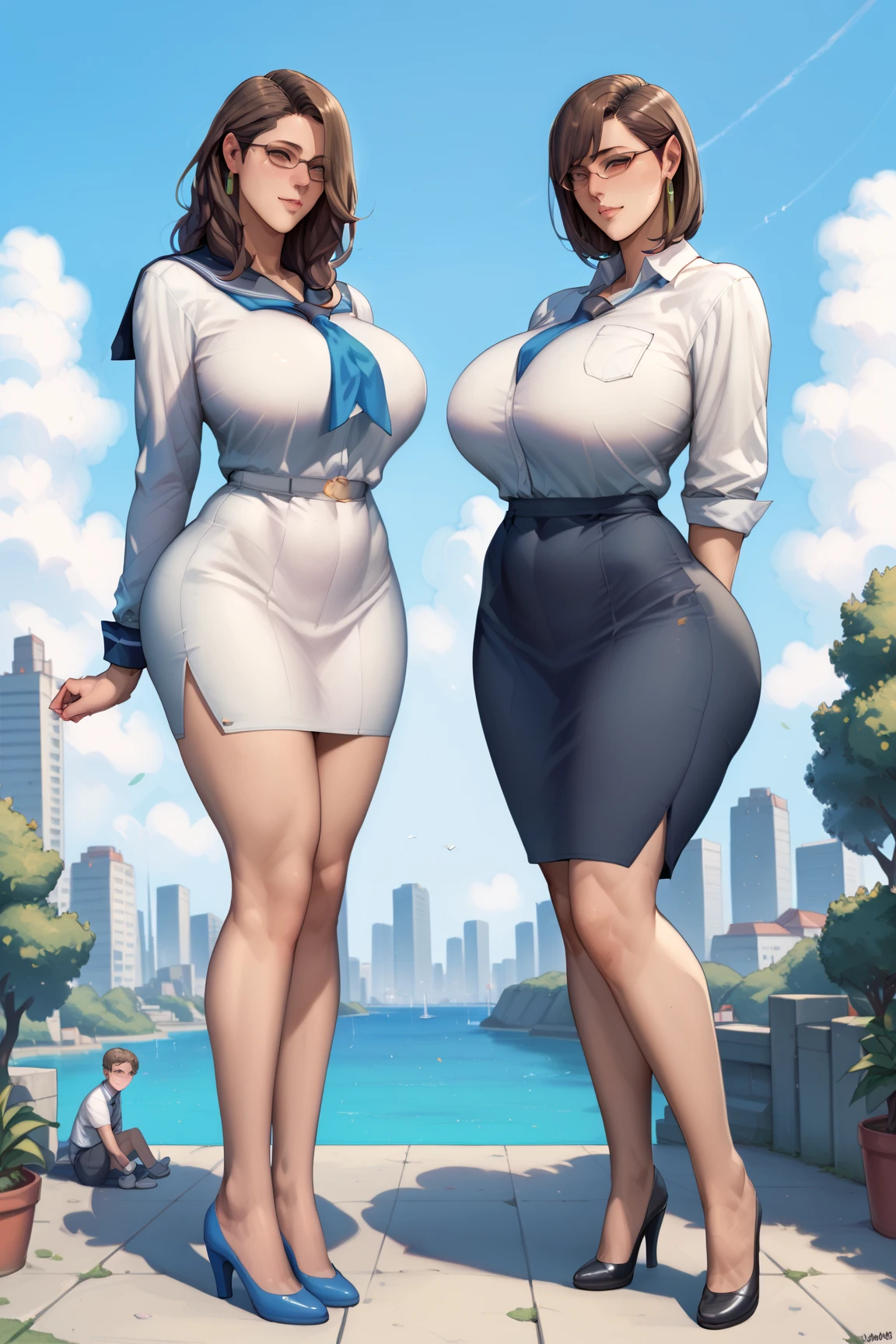 five busty and curvy MILFs