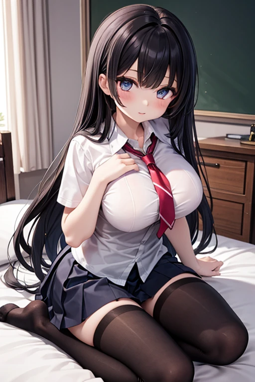 masterpiece, Highest quality, In detail, (beautiful girl), cute, (tits), (A high school girl tucking up her skirt to show her panties.)
