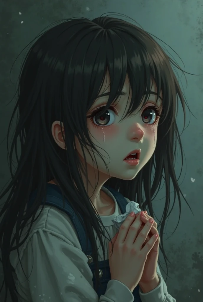 ((Best quality)), ((masterpiece)), ((realistic)), (1 girl: 1.5), The comic image of a girl with a crying face, colored manga style, ultra detailed, Nisio Isin, Krenz Cushart, sharp colors, hazy, close - up intensity, hurufiyya, monochromatic intensity, (black and white:1.3), eiichiro oda, clean face,