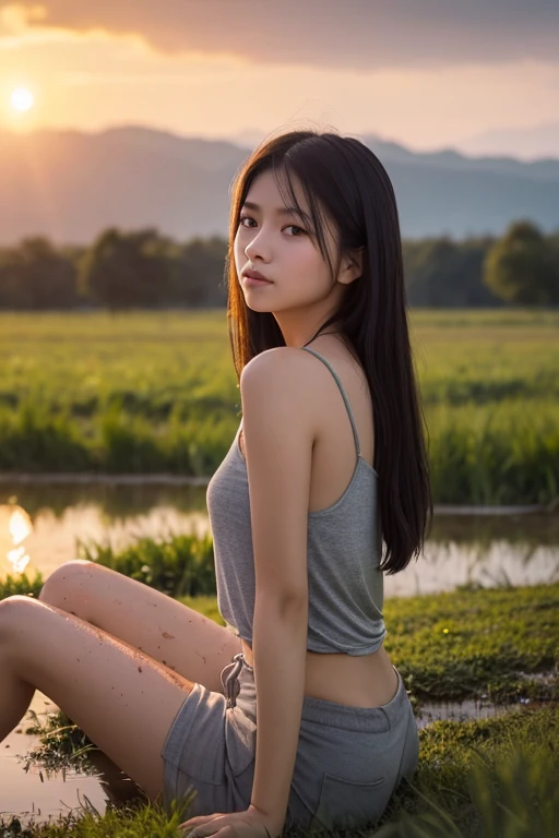8k, Raw photo, highest quality, masterpiece:1.2), masterpiece, highest quality, figure, Very detailed, Fine details, High resolution, 8k,wallpaper, Perfect dynamic composition,(Detailed high quality, Realistic depiction of eyes:1.3)、A woman who has been and has her hands tied、Arms wrapped around his back, hands tie behind back, 2woman、Crouching by a lake in the woods at night、With legs wide open、White panties are visible、Blue Short Sleeve Blouse、Tartan plaid pleated skirt、whole body、The whole thing faces forward、21Talented talent、Beauty、Well-formed face、Make your eyes even、Beautiful black hair、Has bangedium build、Well-balanced proportions、Beautiful legs、Fresh face、Beautiful night sky、