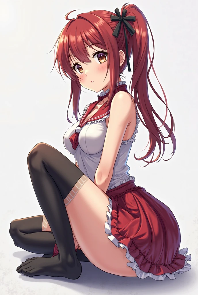 (((Soryu Asuka Langley))), (highest quality, High resolution:1.2), ,(nsfw:1.3)、(((from below)))、((girl trembling with sexual climax))、(Flipping up a skirt to show underwear:1.3)、(Have a skirt)、(((Maid clothes)))、 dense and beautiful lips, highly detailed eyes and face, long eyelashes, Moderate:oil, Bright colors, HDR, studio lighting, Ultra-fine painting, sharp focus, Physically based rendering, extreme details, portrait, curved body, perfect shape, displayed in full frame, lace sexy underwear,babydoll、