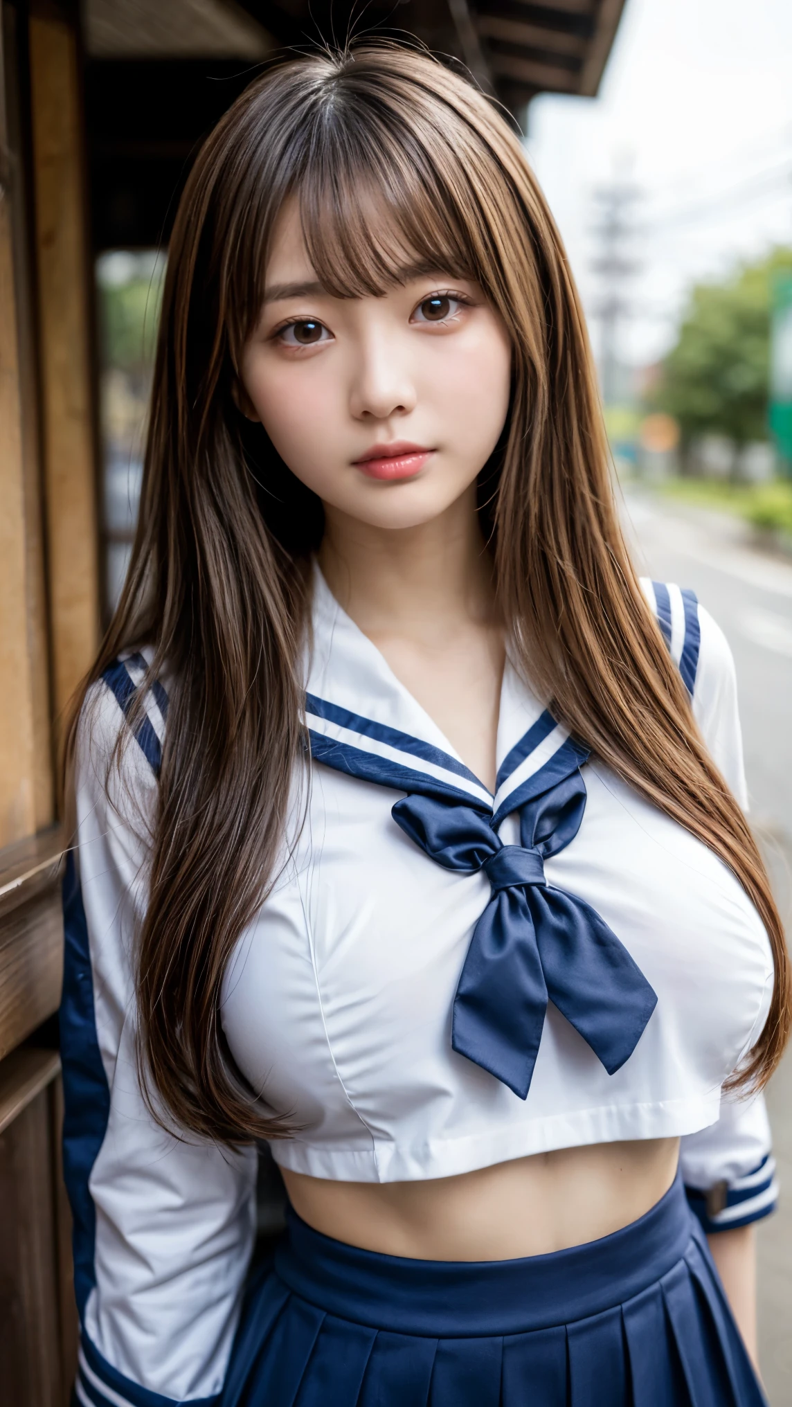 1 girl, (highest quality:1.4), (Very detailed), (Very detailedな美しい顔), Great face and eyes, black eye, Black Hair, (Sailor suit, school uniform:1.2), (Cleavage), Smooth, 8K wallpaper incorporating highly detailed CG, High-resolution RAW color photos, Professional photos, Light, BackLight, dream-like, impressive, Written boundary depth
