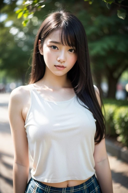 (((ultra realistic, ultra detailed, The best quality, 8k, HDR, cute girl, through clothes))), ((body)), (long hair, happy)