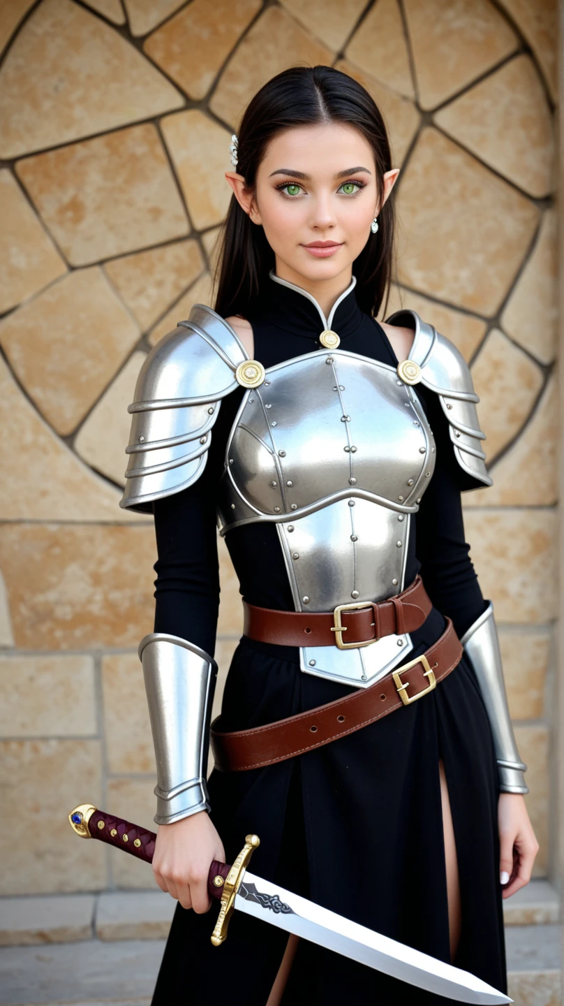 hxarmour,1girl,(white armour:1.3),giving you the finger,castle,<lora:HXarmour_001AXL:0.7>,