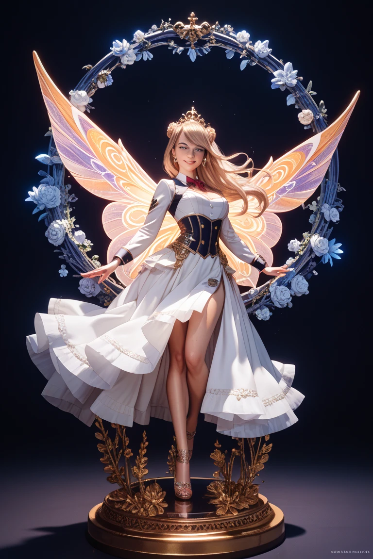 ((High-quality CG, Chinese painting style), (one female), full body picture, character standing painting, a beautiful fairy dancing in the magnificent sky, beautiful and gorgeous posture, beautiful appearance like a flower, dressed in gorgeous clothes, like the first bloom of snow lotus, eyes shining happily, full of light, brilliant magic array surrounding, containing oriental aesthetics, gorgeous fairy clothes, exquisite posture, long hair like a waterfall, white light flashing, dreamy clouds, C4D, OC rendering, movie edge light, fine light, masterpiece, super detail, epic composition, ultra HD, high quality, 32k, (bring sword),, masterpiece,ultra realistic,32k,extremely detailed CG unity 8k wallpaper, best quality