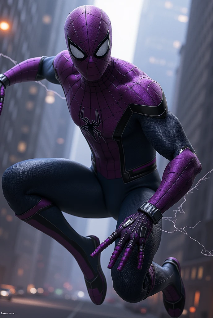 purple spiderman doll with skateboard