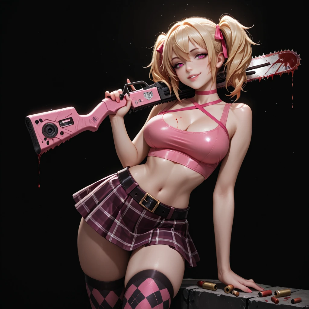 <lora:lollipopChainsawJuliet_10:1> juliet starling, holding sword, splattered with blood, proportional eyes, (realistic:1.5), extremely detailed, hyper detailed, soft lighting, detailed background, extreme detail background, sharp details, beautiful face, symmetrical eyes, short red hair, short hair, red hair, green eyes, woman, high quality, (full body:1.3),