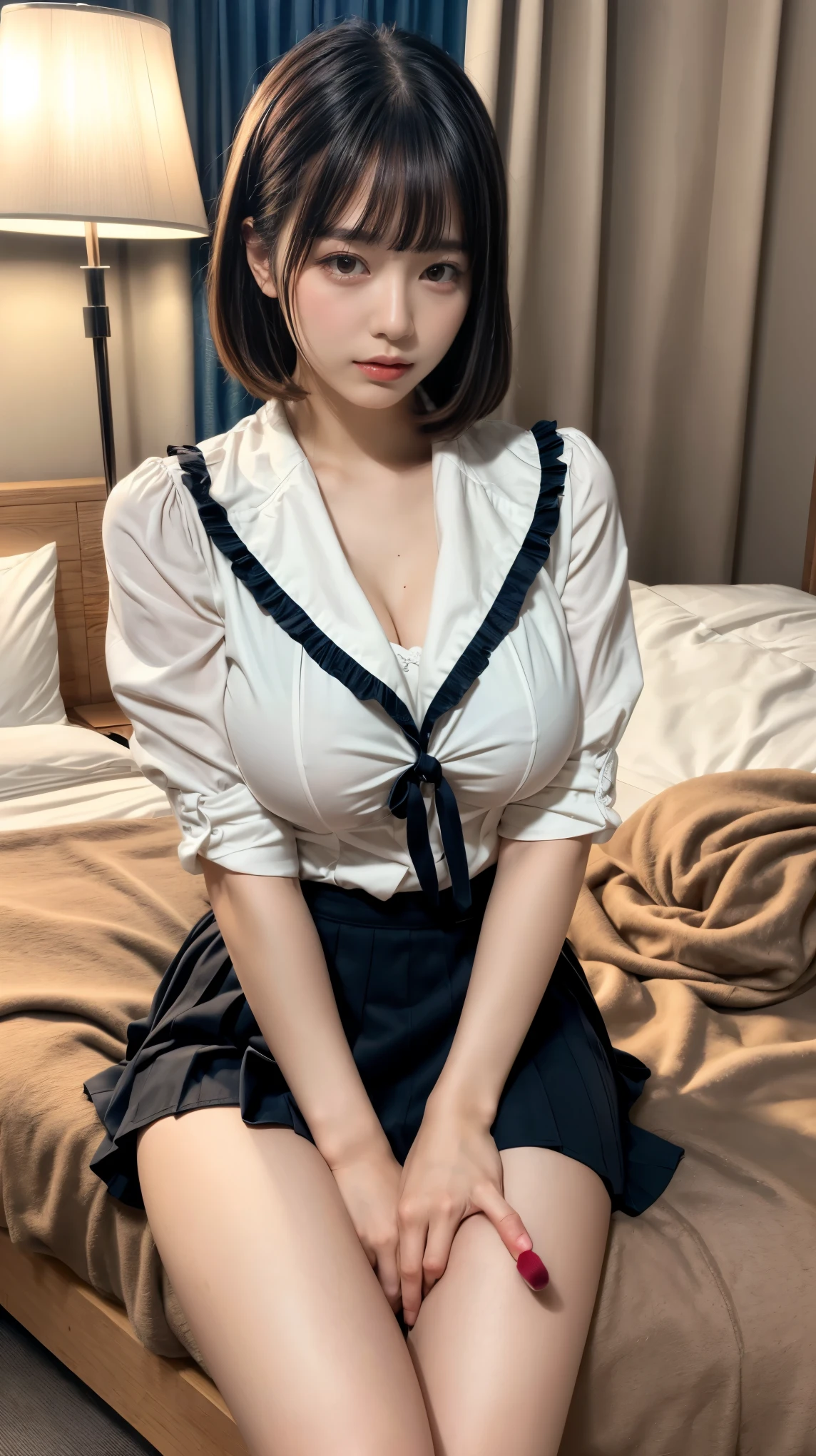 nsfw,My cute G-cup high school sister squirts on the bed wearing only a checkered skirt and camisole、She opens her legs in an M-shape to show what's under her skirt、Pull up your camisole to show your 、I masturbate with my fingers and end up completely exhausted, lying on my back on the bed.。Show your pussy without hiding it。Show inside the vagina。Showing anus。She is grabbing her own breasts with one hand and kneading them。Hold your thighs with your other hand and spread your legs wide。sweating profusely、The body is wet with water droplets。A large amount of love juice overflows and drips from the pussy、There's a puddle on the bed。White sperm was poured on my body and pussy。A pink bed in a pink dark room。Angle from below with the camera placed on the floor。