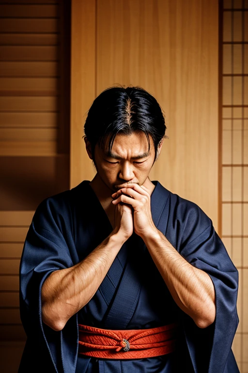Neste retrato cativante, Miyamoto Musashi, The legendary Japanese swordsman, sits in a deep black setting. Darkness surrounds him, emphasizing his enigmatic and formidable presence. Musashi's focused gaze exudes the intensity and discipline that defined his mastery of martial arts. This powerful image captures the essence of Musashi's solitary and introspective nature as he followed his path of self-discovery and enlightenment. Ele convida os espectadores a contemplar a profundidade da sabedoria de Musashi e o profundo impacto de seus ensinamentos, encouraging them to explore the timeless principles of bushido and the way of the warrior.