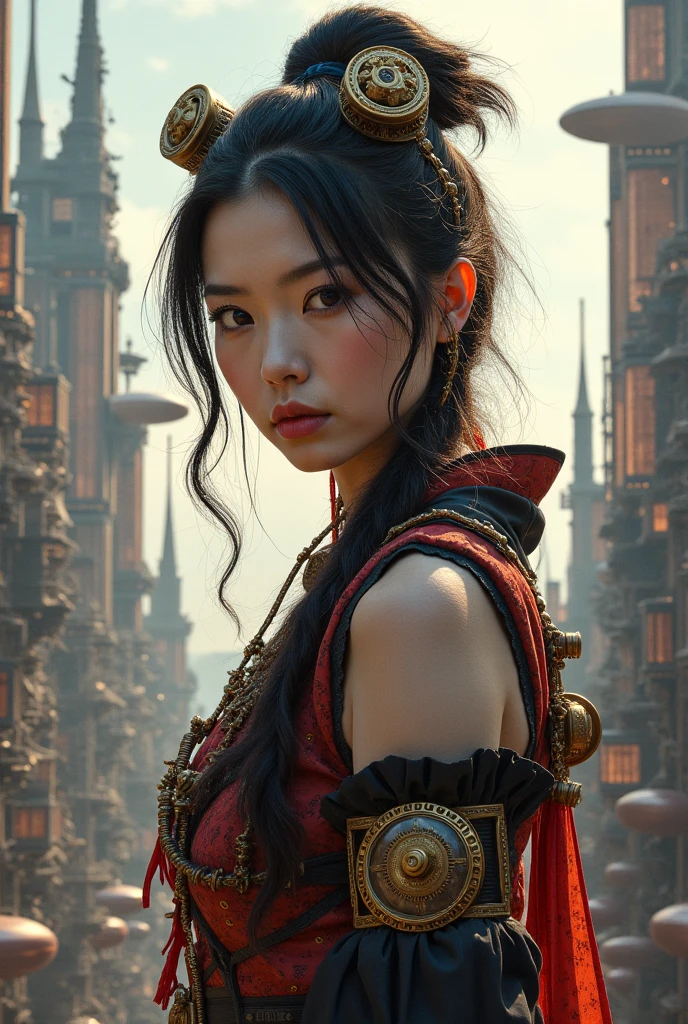 (RAW photo, best quality), (realistic, photo-realistic:1.3), extremely delicate and beautiful, Amazing, finely detail, masterpiece, ultra-detailed, highres,(best illustration), (best shadow),intricate,
A beautiful female Taoist priest wearing white see through robe, hair bun,sits on the eaves of the Taoist temple, overlooking the meditating priests below. In the distance, there are pavilions, towers, and distant mountains adorned with floating clouds,(loong in the background:1.3),sunset,storm,
sharp focus, volumetric fog, 8k UHD, DSLR, high quality, (film grain:1.4), Fujifilm XT3,