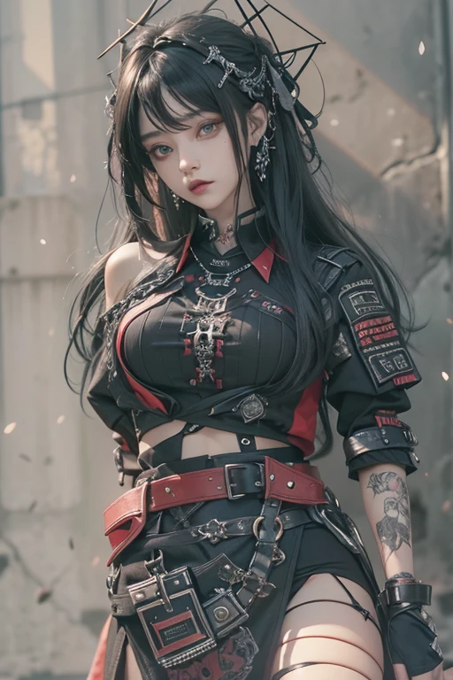 empty hand, ,( cry), a character portrait, fantasy art, ((cyberpunk)), natural lighting, masterpiece, 1 beautiful girl, Detailed eye, Swollen eyes, top-quality, A high resolution, an Asian beauty, very extremely beautiful, Beautiful skins, A slender, Forward-facing body, (A hyper-realistic), (high resolution), (4K), (highly detailed),( Best Illustration), (beautifully detailed eyes), (ultra-detailed), 详细的脸, Bright lighting, Professional Lighting, distance view, (lantern), ((samurai)),((long hair)),((cry)),((colorful hair)),((red color splash)),1girll, (short twintails),Colorful hair,Flying,pink bows,((16-year-old female model)), ( Stand Neck long sleeve black jacket),(battle field),( dark sky), (long dresackground is a war))