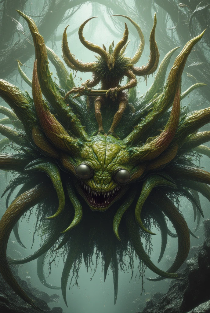 a woman standing next to an alien like creature, human-animal hybrid, masahiro ito, human chimera, humanoid animal, cryptidcore, cgsociety 9, creepy mutant flesh creature, necromorph, centipede, junji ito's uzumaki, snake woman hybrid, lovecraftian creature, quadrupedal, quadruped, twoddle