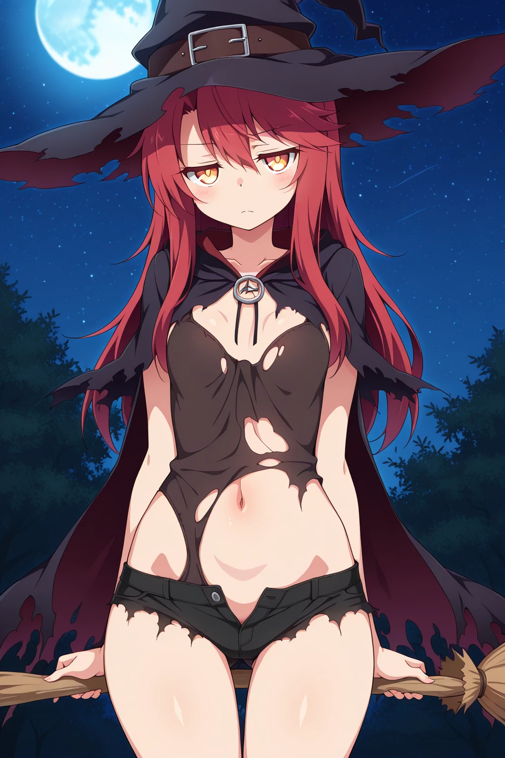 ((1 female vampire alone)),((transparent fil tental panties))),((huge breasts, bare breasts, chest piercing)),((red hair)),((pink eyes, hopeless face)) ,((stand)),((1 arm behind your back)),In a haunted forest, at night,