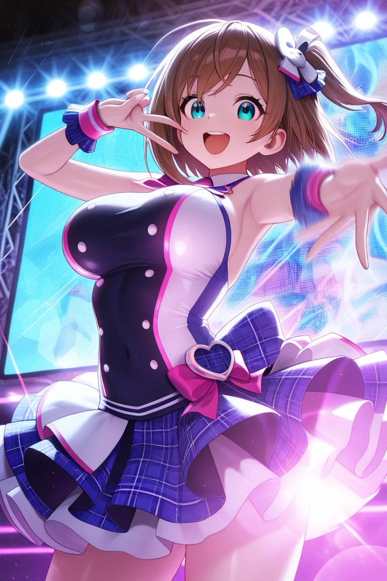 Extreme detail,masterpiece,futuristic city,girl with (energy shield):1.3,tight-fitting bodysuit,protecting herself from danger,using shield in battle,futuristic buildings,flying cars,shield growing brighter,repelling invader,金髪,青い瞳,白色のハイテクボディスーツ,