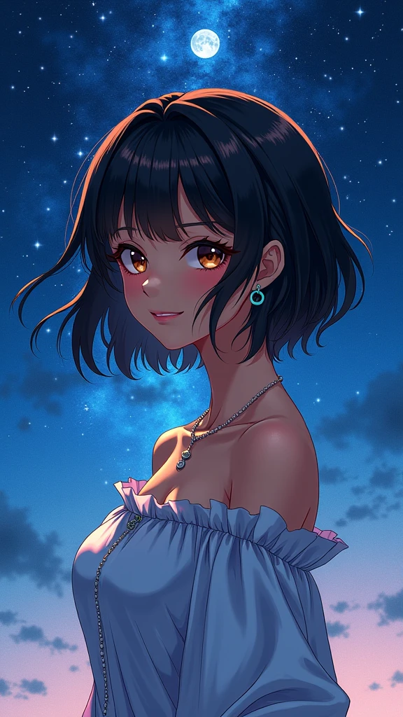 (best quality, ultra-detailed, photorealistic: 1.39), bright and vibrant colors, studio lighting, romantic expression, An effeminate girl, with a delicate and beautiful face. She is a girl who reflects seductive beauty, sparkling eyes, A Beautiful and adult tattooed woman and voluminous curly black hair, hair clip, crying a seductive 2 woman with big breasts seduces, matches the makeup, with her large breasts seduces, Turtleneck sweater, white wool, sleeveless, beautiful sweater dress, sitting, with beautiful legs, ankle boots, with her blue eyes that matches her soft smile, beautiful style, in a beautiful pose demonstrating her seduction on the in the park at night, beautiful event style decoration with lights and fireworks, night with soft lighting, anime style, like a manwha character