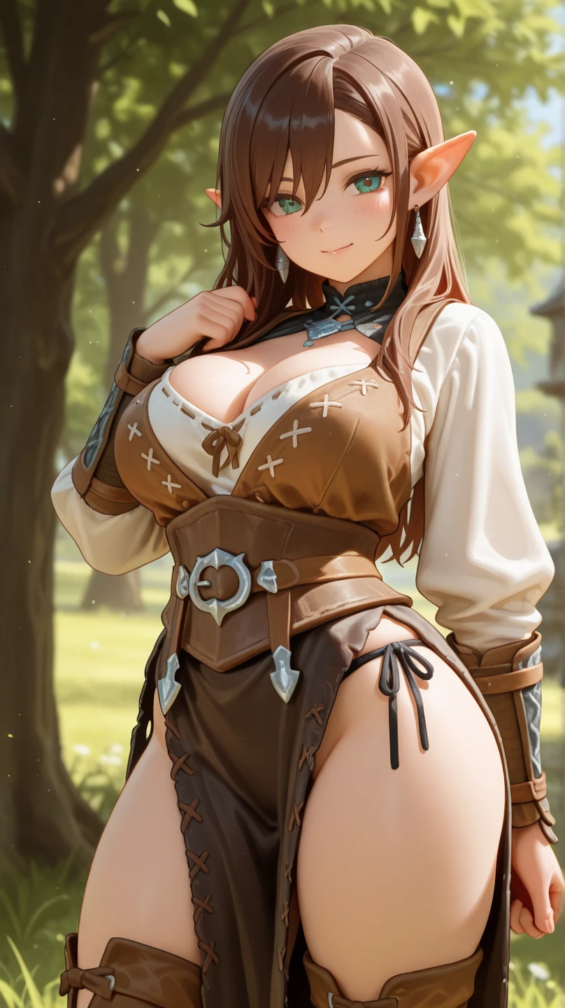 "((short steampunk corse)),((Mexicana peliroja, white skin)),((Twintail)),(1solo),(1 girl view),full_body, 1 girl view,female, young, 17 years old, 70% nude, (long hair), ((red-light brown hair)), snowflakesdetailed cute anime face, ((pointy_ears, seductive pose, flirty with one eye closed)), (((medium_breasts, firm breasts))), (green-brown ligth eyes), random angle)":(all realistic intricate details)