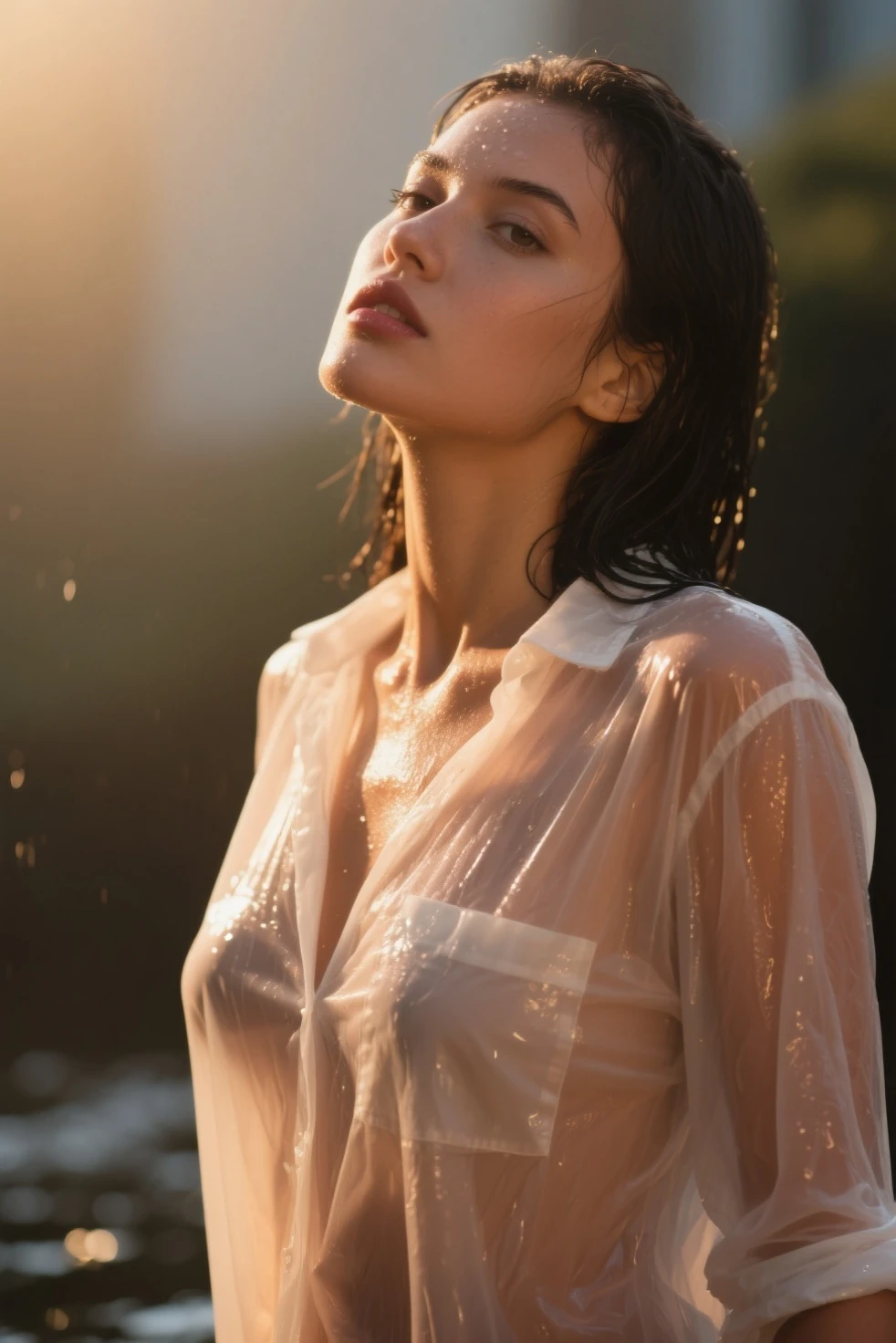 realistic skin,upper body,a girl with soaked dress,soft light,4k,hdr,k-pop,Film photography,