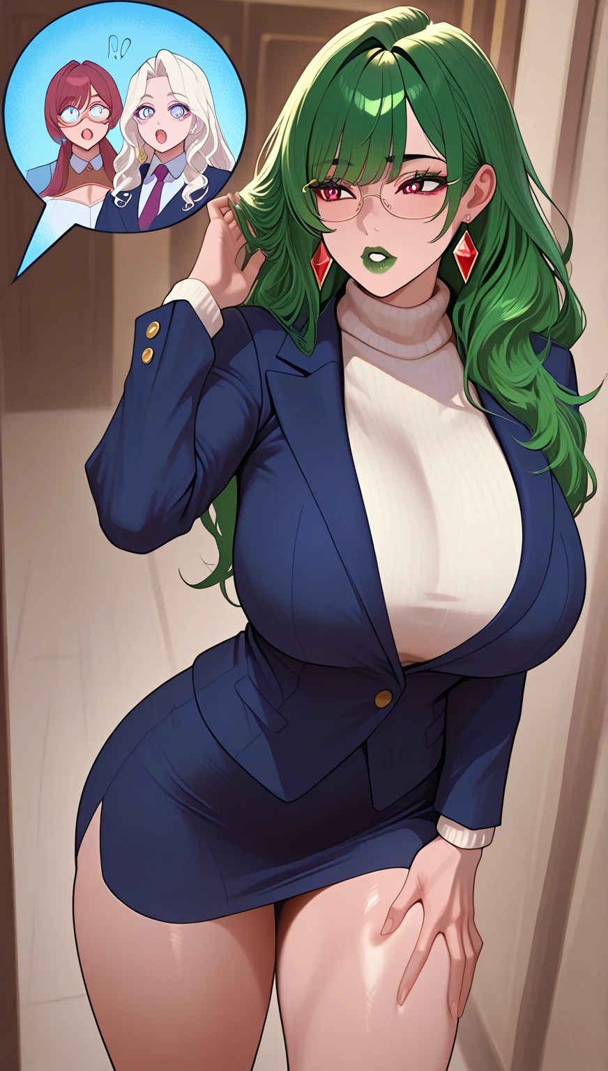 A redhead kushina in a sexy secretary uniform (green hair clip) having sex with raikage (black man) ,woman and man office sex ,2 character,stealth sex ,behind the waal,milf ,big breast,porn scene ,nsfw