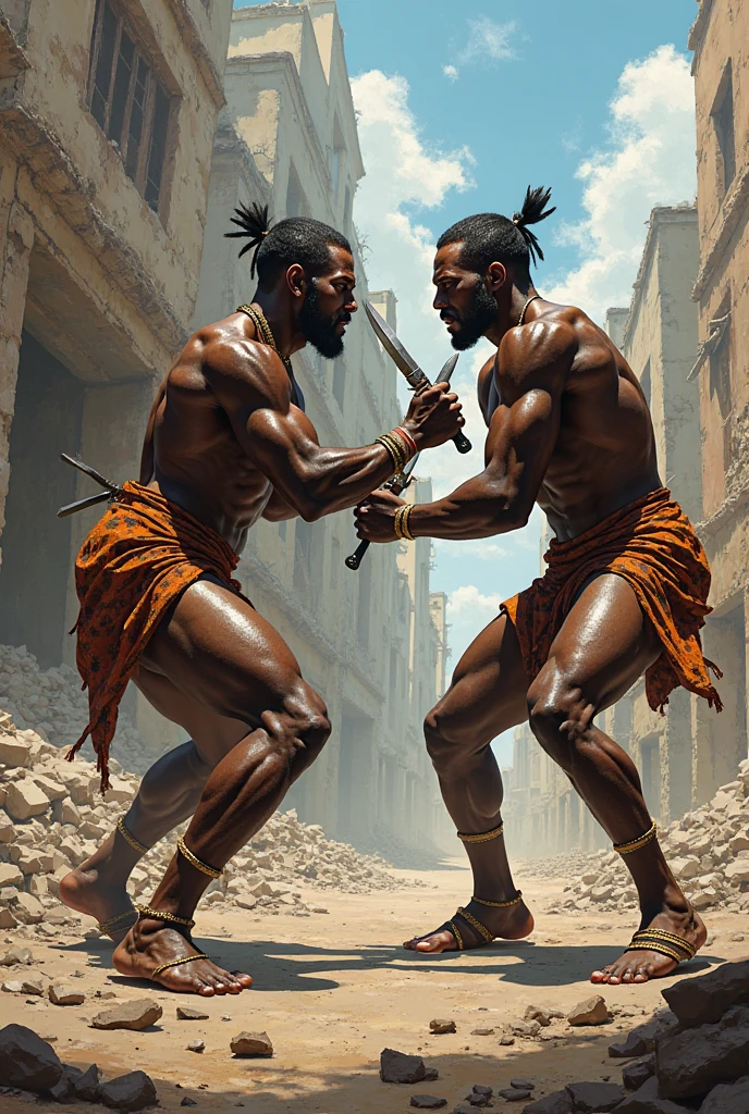 Strong black men and strong white men dressed in dirty white underwear and sweating heavily. sweat dripping. Inside a dark mine breaking the mine walls.