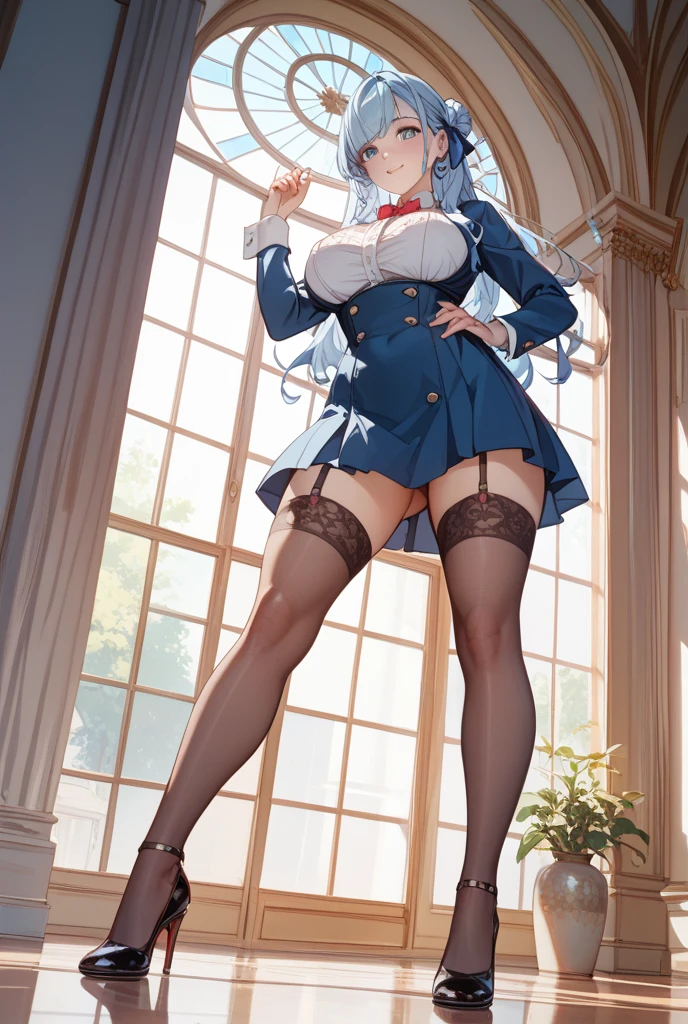 ((Best quality)), ((Masterpiece)), (Details),1 girl, big breasts, wearing a Qi Pao dress, standing with arms crossed, bedroom, Lucy Heartfilia, Tall, sexy poses, revealing clothes,