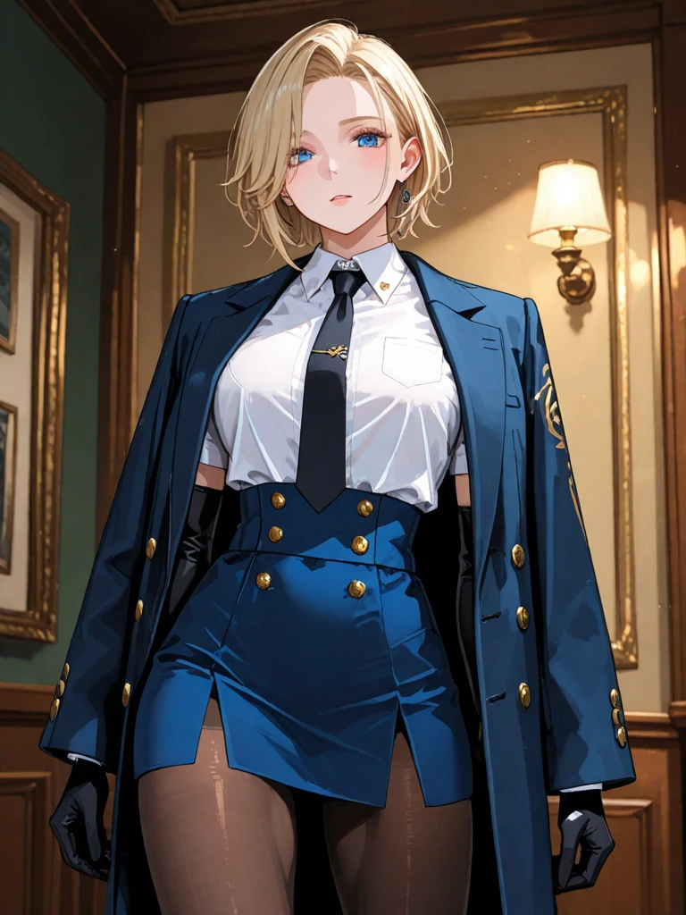 1girl, awashima seri, blue eyes, long hair, blush, lipstick, masterpiece, best quality, highly detailed,breasts,skirt,cleavage,long hair,skirt
suit,suit,formal,jewelry,necklace,micro pencil skirt,jacket,smile,makeup,looking at viewer,business suit,
lipstick,office lady,mature female,micro miniskirt,indoor,office,office lady ,smile, open mouth, (nsfw) not
safe for work, holding a gun, evil expression, exposed belly, exposed navel, exposed midriff, exposed
lower belly