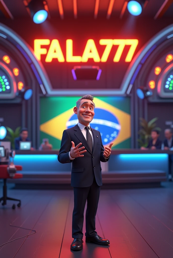 Brazilian politicians with a Brazil flag in background 3D Animation