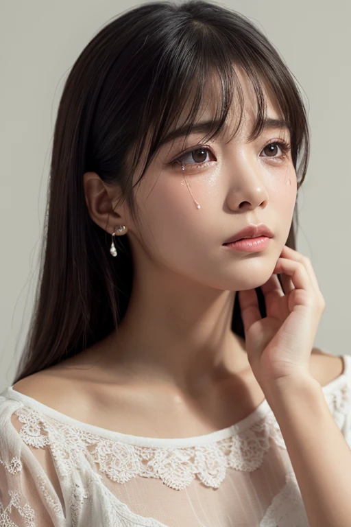 Highest quality、masterpiece、8k、Very detailed、Realistic、One girl、Eyes closed、Mouth open and tongue out、I'm climaxing、Black Hair、Short Hair、Small face、Slender、Saggy big breasts、Thin and beautiful legs、narrow and constricted waist,、Completely naked、Sucking a dick、Drooling