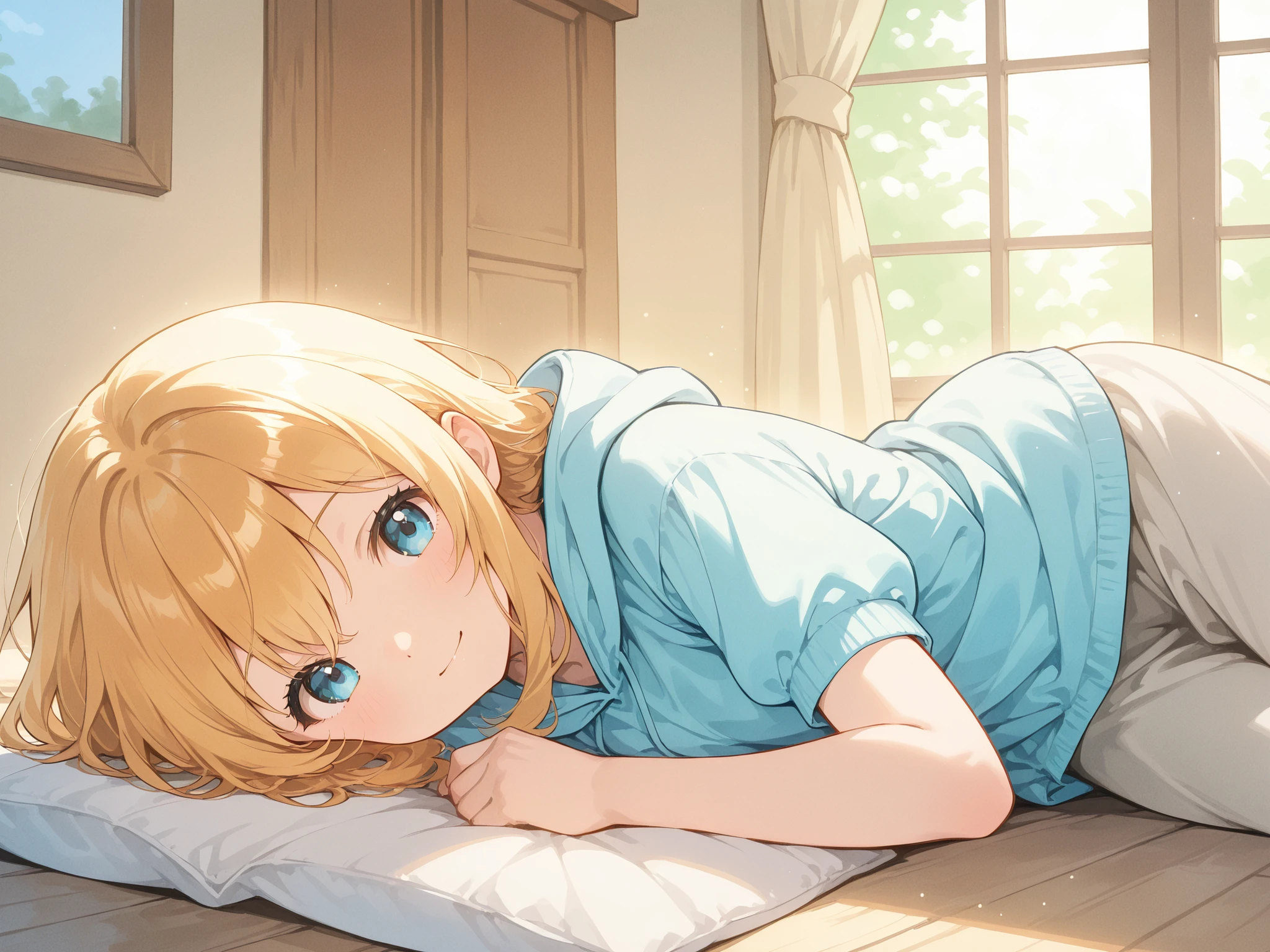 watercolor style、Light line drawing、the morning sun shines in、Nostalgic Scenery、hood memories