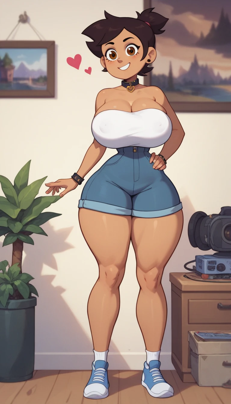 Upper body portrait, Living Inflatable sex doll, Floating, (tomie, hairband, blunt bangs, (mole under eye:0.7) extra long and thick luxurious hair with cerise highlights), freckled skin, huge breasts, (wearing massive blue and yellow college bomber jacket with tight anime logo t-shirt and mauve plaid miniskirt), (knee high socks), smiling and seductive, (blowing a gigantic bubblegum bubble from the front her lips), (indoor neon lit arcade with arcade cabinets), ((bodybuilder)), erection, ((futanari Huge dick)) underneath skirt, lips blowing bubblegum!!