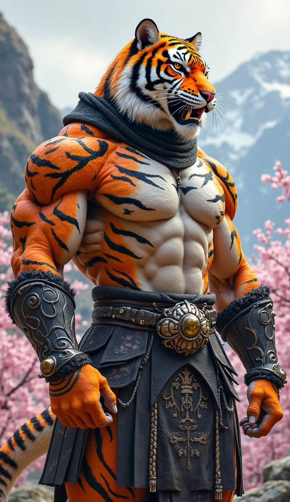 (masterpiece, best_quality, beautiful digital art:1.4), (half-body shot:1.5), ancient anthropomorphic tiger samurai using an ancient samurai armor, photography, beautiful, bokeh temple background, colorful, masterpieces, top quality, best quality, official art, beautiful and aesthetic, realistic, cinematic light, (sharp focus:1.6), highly detailed, ultra realistic, 8k