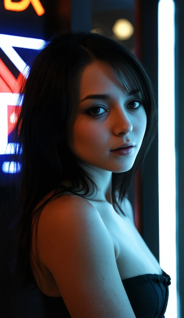 nude(One person), masterpiece, photoRealistic, 8k, (Realistic: 1.2), whole body, View your viewers, pantyhose, Purple Hair, (Kafka: 1.2), walk, beauty, (Medium chest: 1.2) night, night sky, city, cityscape, rain, (dramatic: 1.2)