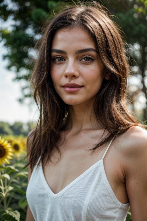 ((best quality)), ((masterpiece)), (detailed), perfect face beauty girl solo , sunflower in hair butterfey