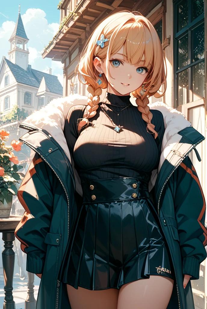 ((in a desert:1.5)), a matured woman with long hair and a white outfit, (resting in oasis:1.2), artwork in the style of guweiz, bodyesbian, fine details. girls frontline, beautiful anime illustration, from girls frontline, stunning, 21 years old, (solo:1.5), (sfw:1.25), beautiful breast, medium breasts, Amazing Cleavage, thin waist, big ass, Raised sexy, (dark mahogany medium long hair, updo, hair over one eye, asymmetric hair, Carly hair, low tied),(Headscarfs, hair bands, head vandage, Turban), (ultra high resolution, 8K RAW photo, photo realistics, weak outline:1.3, clear focus), best qualtiy, natural lighting, field depth, (Bright pupils, detailed beautiful eyes, high detailed face), Red lip, looking at viewers, (tight focus:1.2, from below), sexy posing, seductive weak smiling, center image, (wearing white long jacket and clothes, wearing short pants, gold ornaments, white clothes rolling around waist, camel-brown long leather boots, translucent lace pantyhose), ((correct anatomy:1.5)), ((outdoor:1.2)),