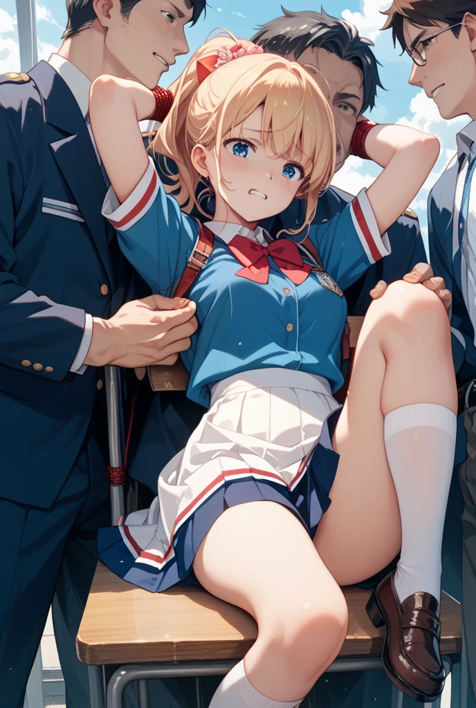 masterpiece,best quality,ultra detailed,high resolution,extremely detailed CG, (perfect hand), nsfw ,wearing shoes , wide shot ,from above,1woman and 8man, (mini skirt,cardigan),(clothed),(cloth torn),gangbang, group sex, rape,orgy, (crotch grab),(arms up),on the train,angry,((sobbing through one's tearst)),((the uncles around her are I will get a good look at her)),((rape,held down limbs grab by surrounded old mans,held down breasts grab by surrounded old mans,held down arms grab by surrounded old mans, held down pussy grab by surrounded old mans, ((held down pussy grab by surrounded old mans)))),fingering from behind, grabbing, spread legs, hand in panties,molestation, grope,grabbing for example,hazawa tsugumi,bang dream!,brown eyes,short hair,bangs,brown hair,parted bangs,small breasts,tareme,dress shirt,