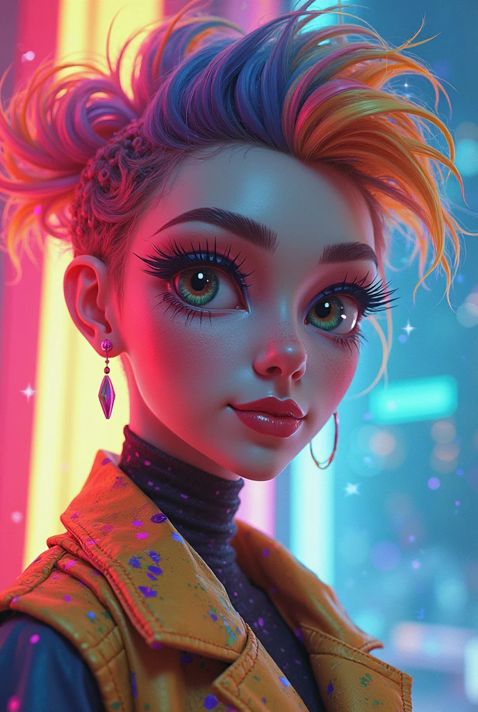 (best quality:0.8),perfect anime illustration,extreme close-up portrait of a pretty woman walking through the city,colorful vibrant cityscape,beautiful detailed eyes,beautiful detailed lips,soft flowing hair,bright sunlight casting long shadows,modern urban setting,stylish fashion,confident stride,energetic atmosphere,neon lights,street vendors selling delicious food,bustling crowd,expressive emotions on her face,high-rise buildings in the background,tall skyscrapers reaching for the sky,graffiti-covered walls,reflection of city lights on wet pavement,serene yet lively ambiance,magical realism,subtle surreal elements,rich and vivid colors,playful blend of fantasy and reality,eye-catching visual composition,impressive attention to detail,professional-grade digital art,life-like rendering,textured brushstrokes,immersive experience,perfectly balanced lighting,precise perspective,meticulous linework,dynamic composition,evocative storytelling,powerful emotional impact.