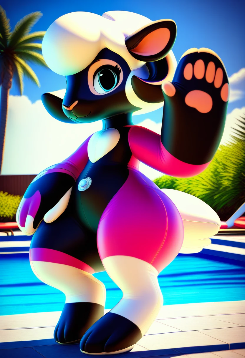 8k, ultra quality,1 head,2 hears,2 legs,1 girl,solo girl,solo,a closeup of a woman in a small bikini and bunny ears on a beach , pretty,young body, delgada,a ray-traced image inspired by WLOP, Artstation contest winner, furry art, lola Bunny girl fanart, realistic small bikini, is wearing a small Swimsuit, Bunny girl, small Swimsuit, Judy Hopps from zootopia, Judy Hopps, glowing skin, Perfectly shaded body, ultrarealistic sweet Bunny girl